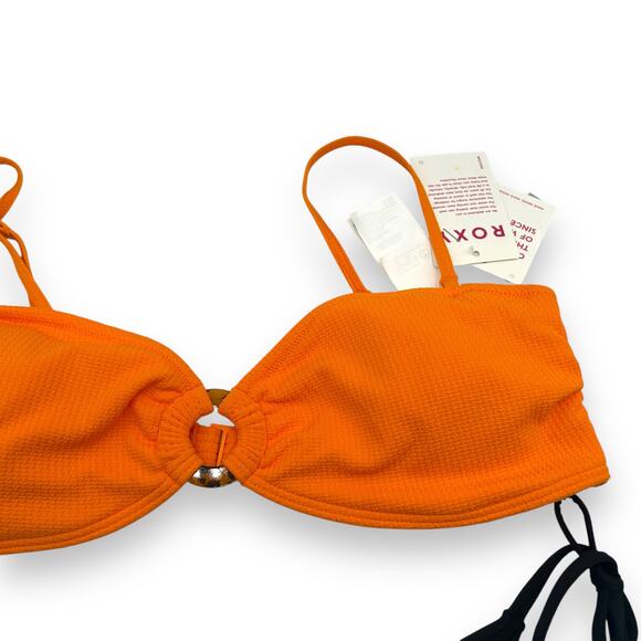NEW Bikini Set Roxy Orange Bandeau Brazillian Tie Medium Large Macys Mix & Match - Picture 11 of 16